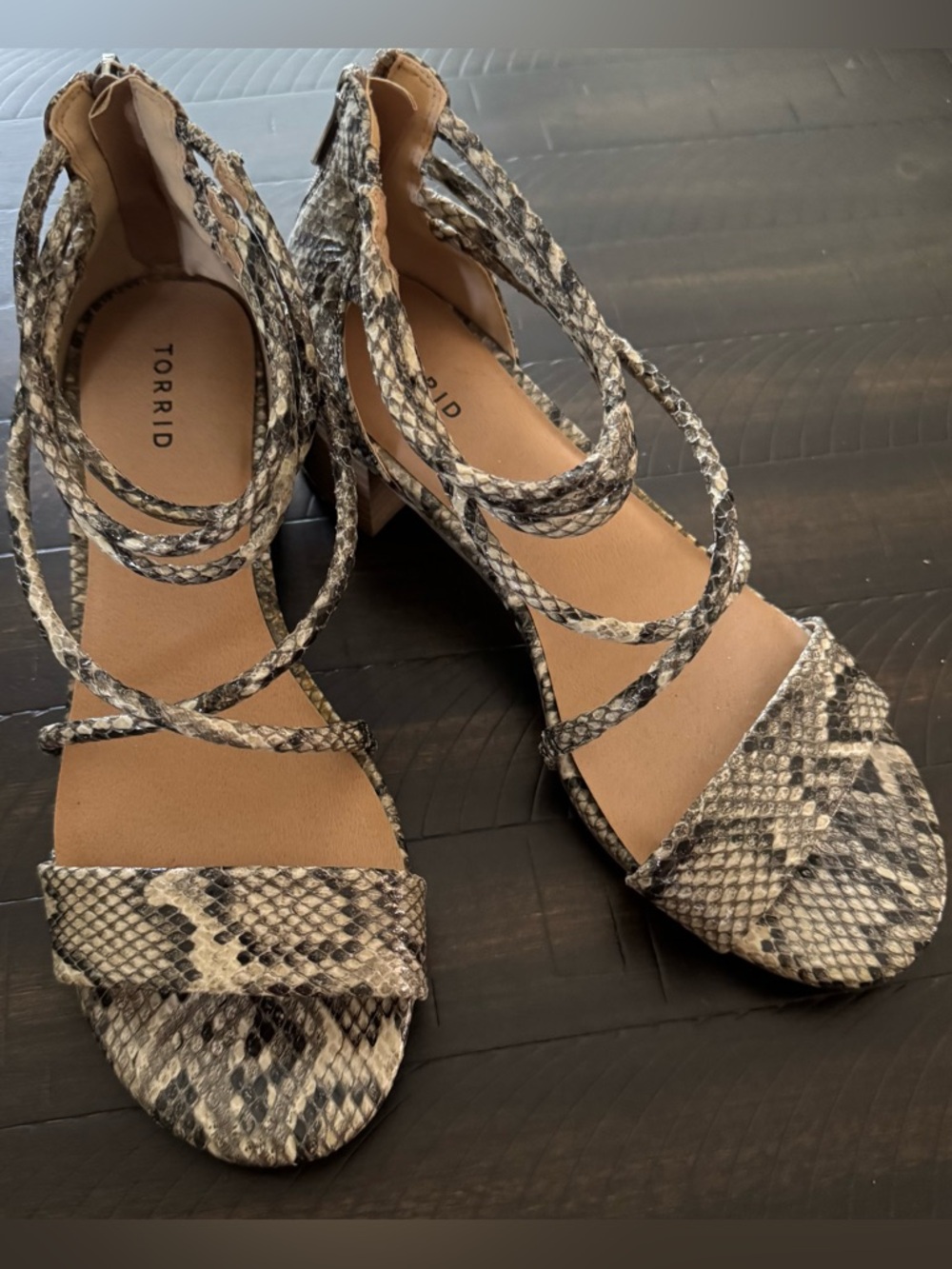 NWT Torrid Natural Faux Snakeskin Strappy Sandal